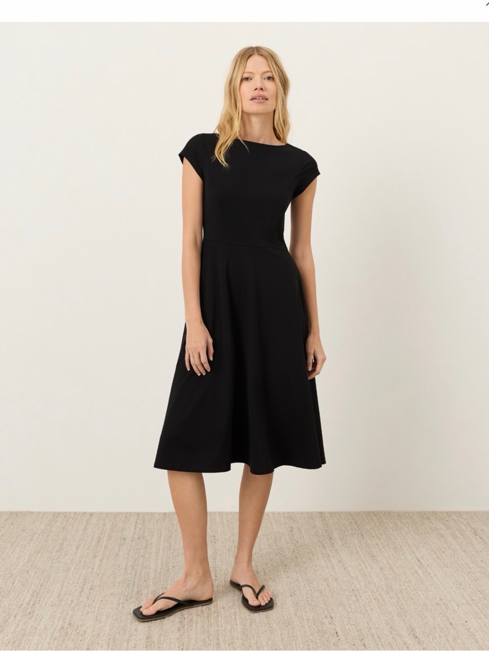 Pact Black Short-Sleeve Belted Mini Dress